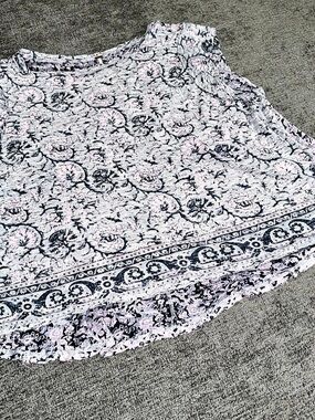Free People High Tide Dual Floral Blue Lilac high low flowy Top Size Small
